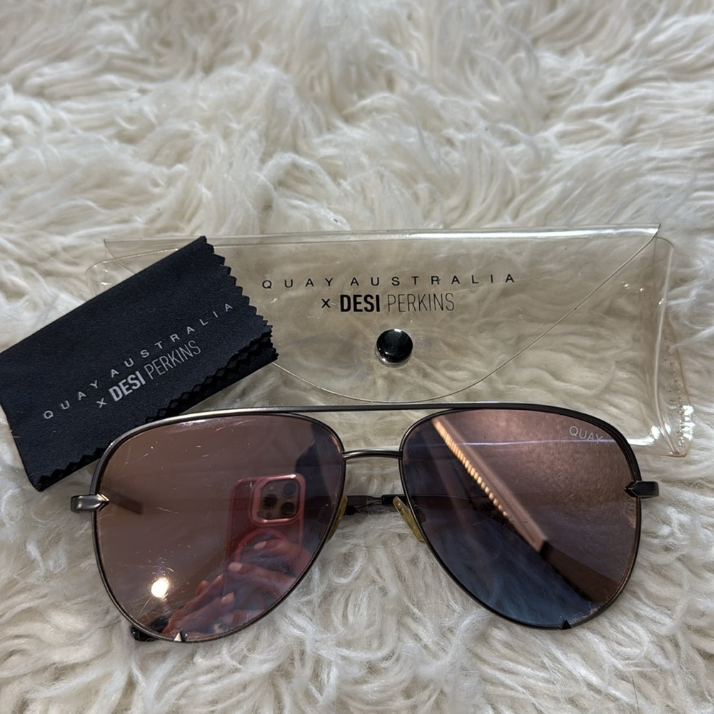 Quay Australia x Desi Perkins High Key Sunglasses with Pink Lenses